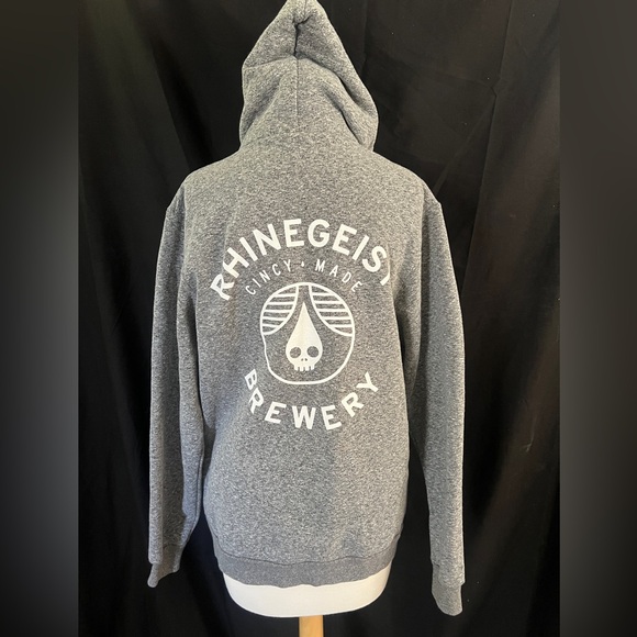 Mens Rhinegeist Brewery Full Zip Hoodie Jacket Size Medium Gray - Picture 5 of 11
